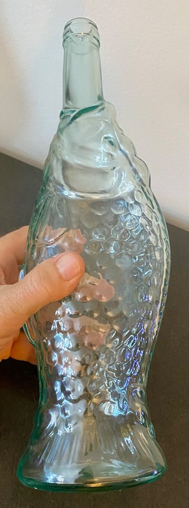 Light Aqua Pescevino Fish Wine Bottle