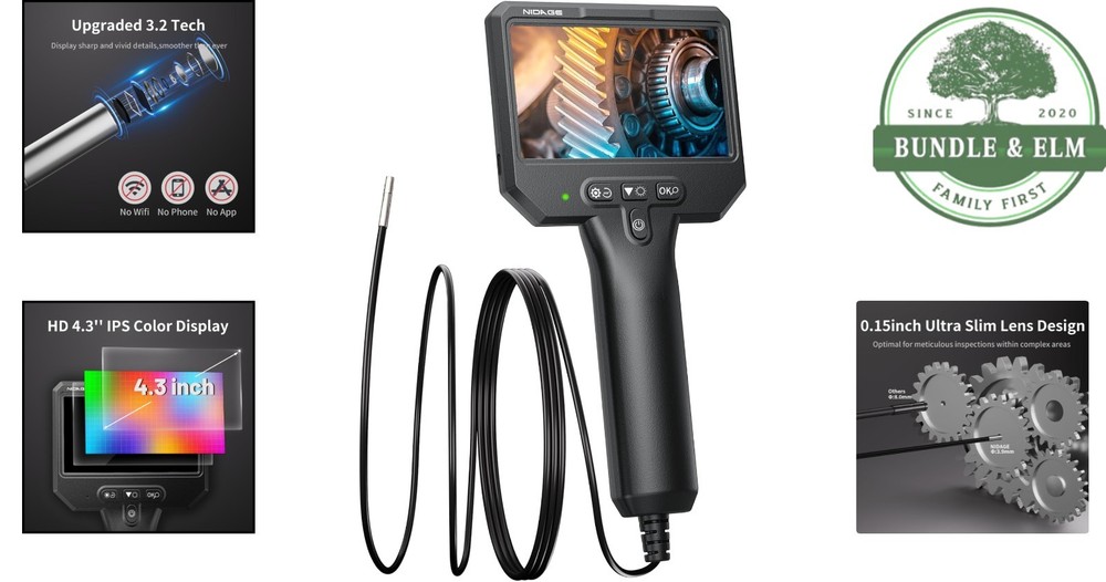 Waterproof Endoscope Camera with 4.3" Display for Mechanic and Auto Diagnostics