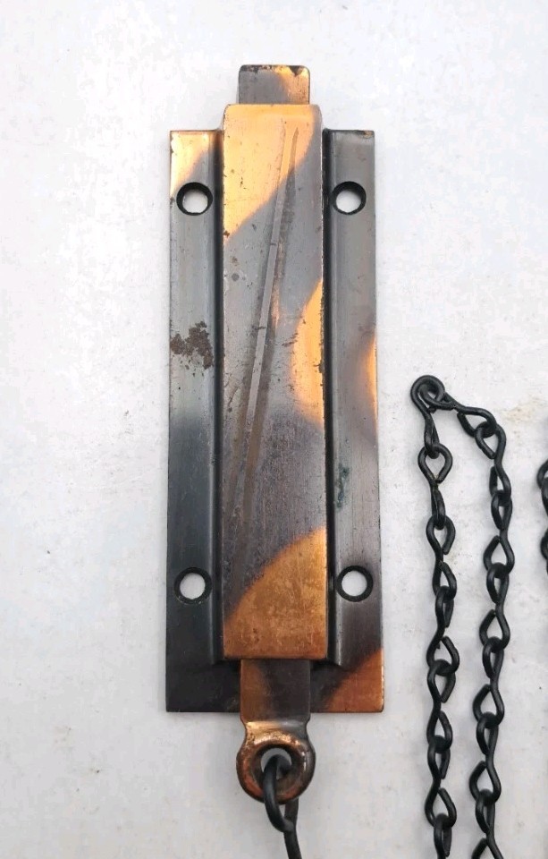 Antique Spring Loaded Latch Chain Pull Japanned Surface Mount Door Hardware