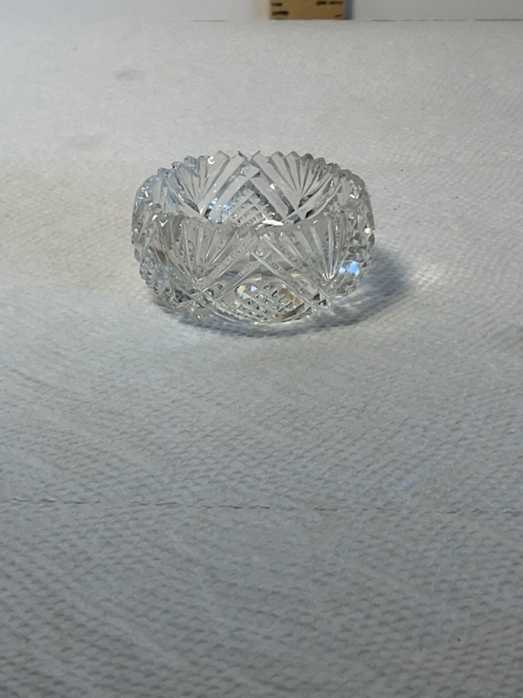 Crystal salt dip/cellar decorative etching