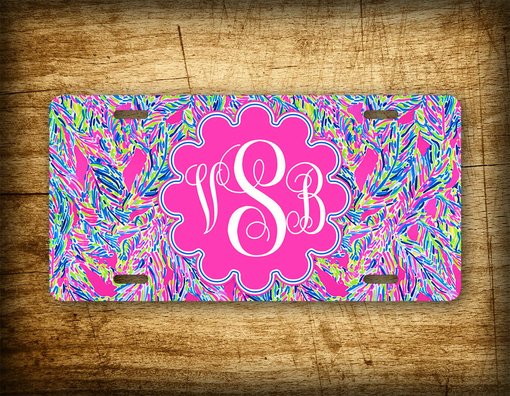 Personalized Pink Lilly Pulitzer Monogram License Plate