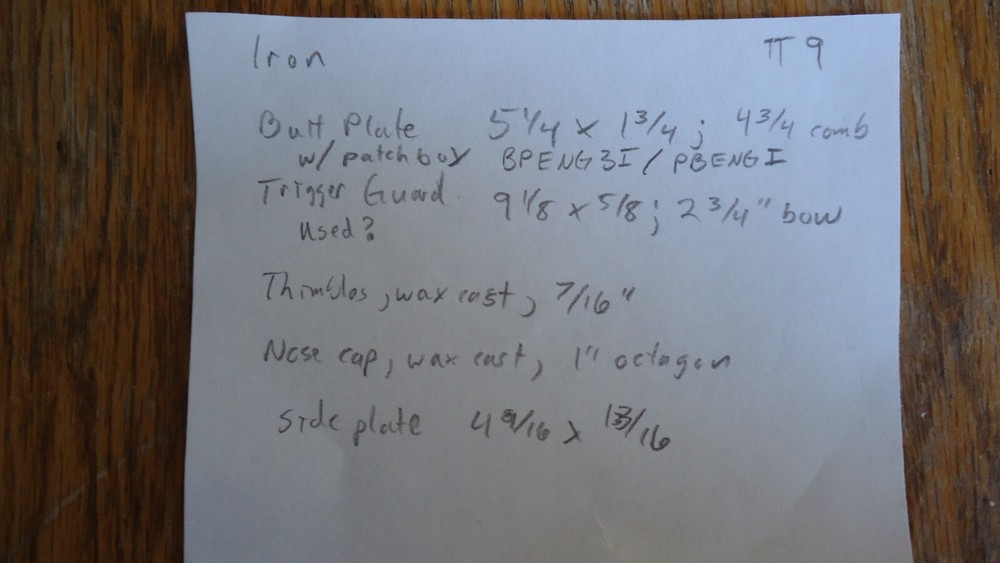 Muzzleloader Parts, English Sporting Rifle, Iron TT9