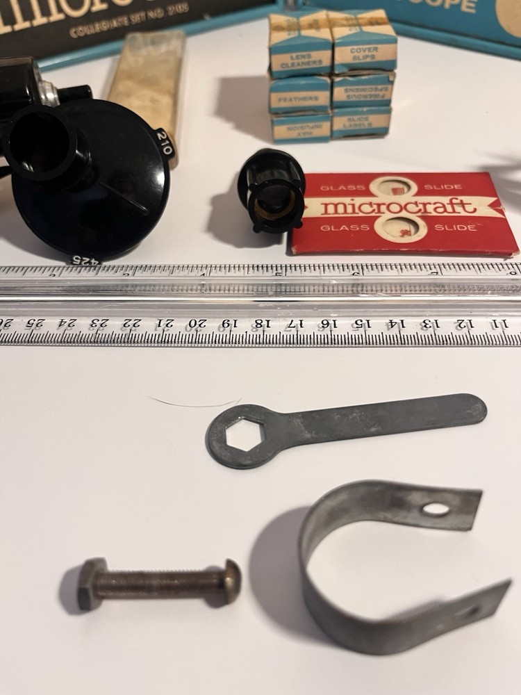 Vintage Porter Microcraft Microscope Lab Kit #2105 Electric Light Working