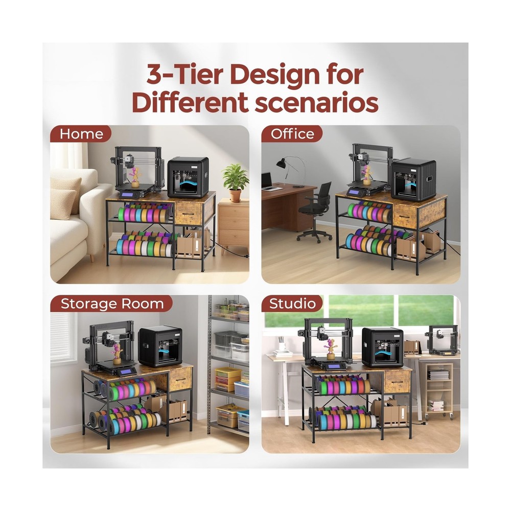 3D Printer Stand with Filament Storage – Heavy Duty Metal 3D Printer Table