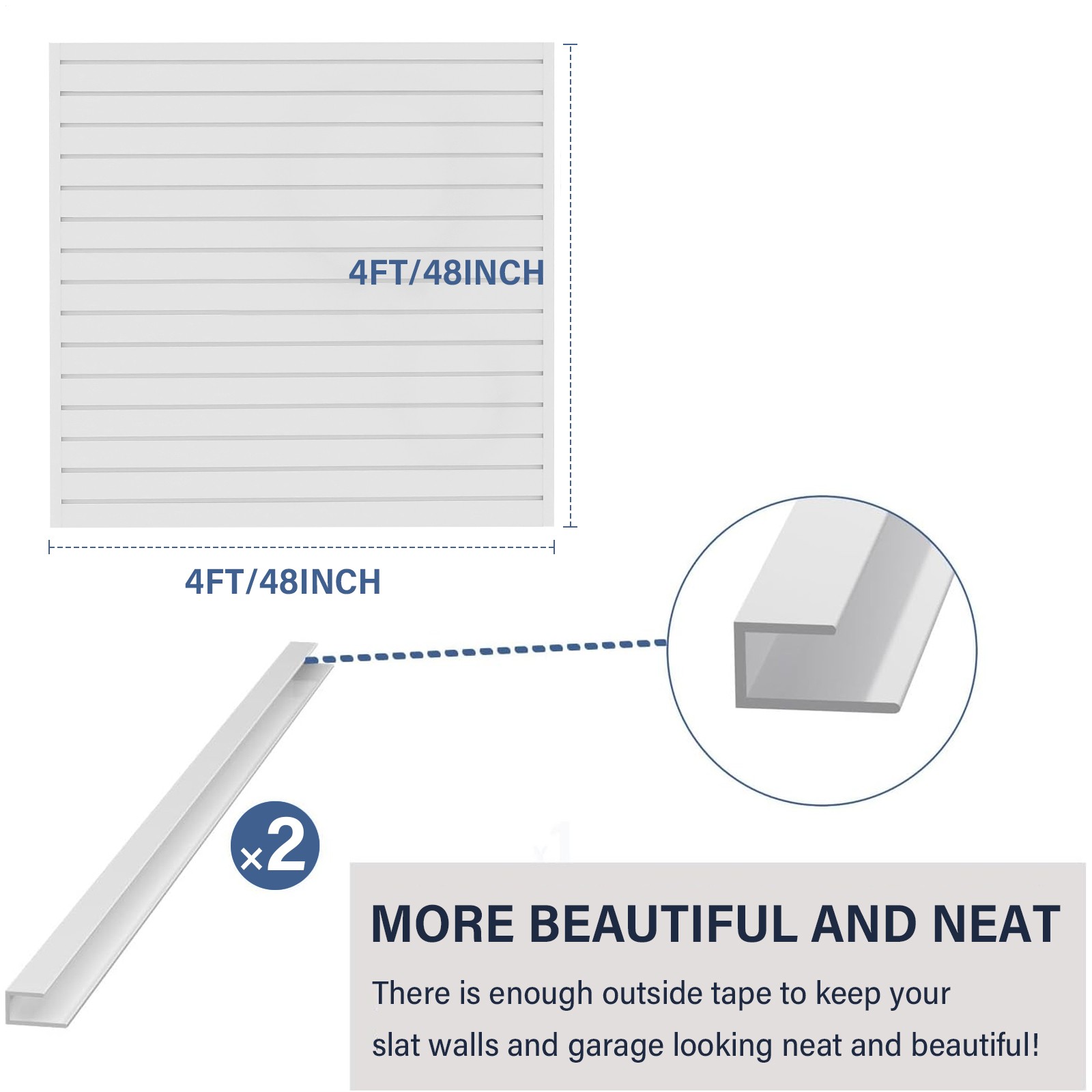 8 X 4 Ft Slat Wall Paneling PVC White Garage Slatwall With Modular Design US