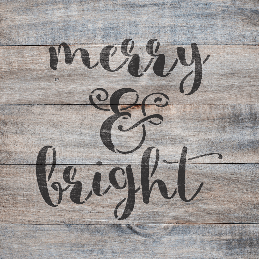 Merry & Bright Stencil - Durable & Reusable Mylar Stencils