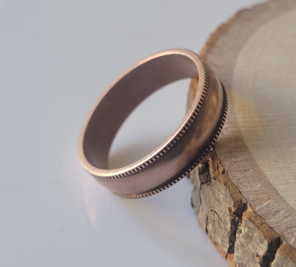 Pure Raw Copper Fluted Edge 6mm Band Ring Arthritis Therapy Solid Copper Ring