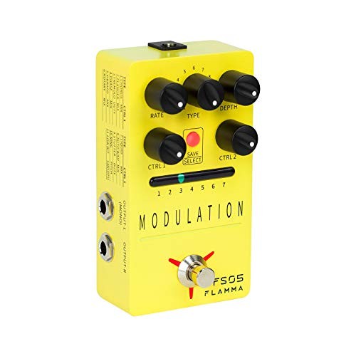 FS05 Multi Modulation Pedal Stereo Effects 7 Storable Slots Modulaiton Yellow