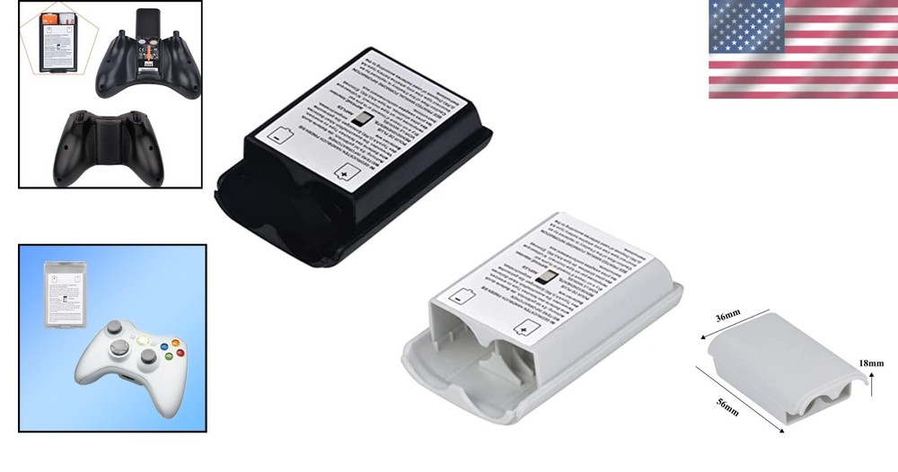 Replacement Battery Pack Covers for Xbox 360 Controllers - 1 Black & 1 White