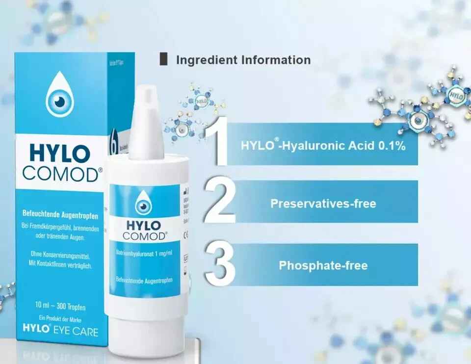 3 x HYLO COMOD EYE DROPS 10ML
