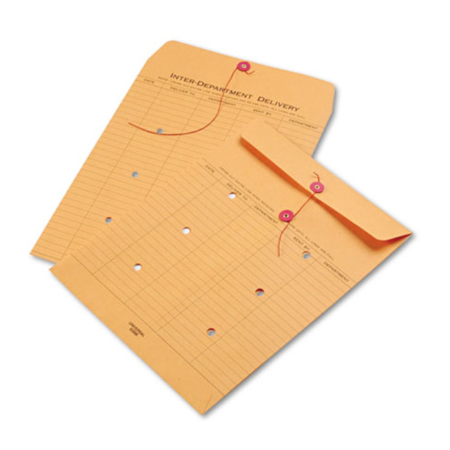 Light Brown Kraft String & Button Interoffice Envelope, 10 x 13, 100/Box