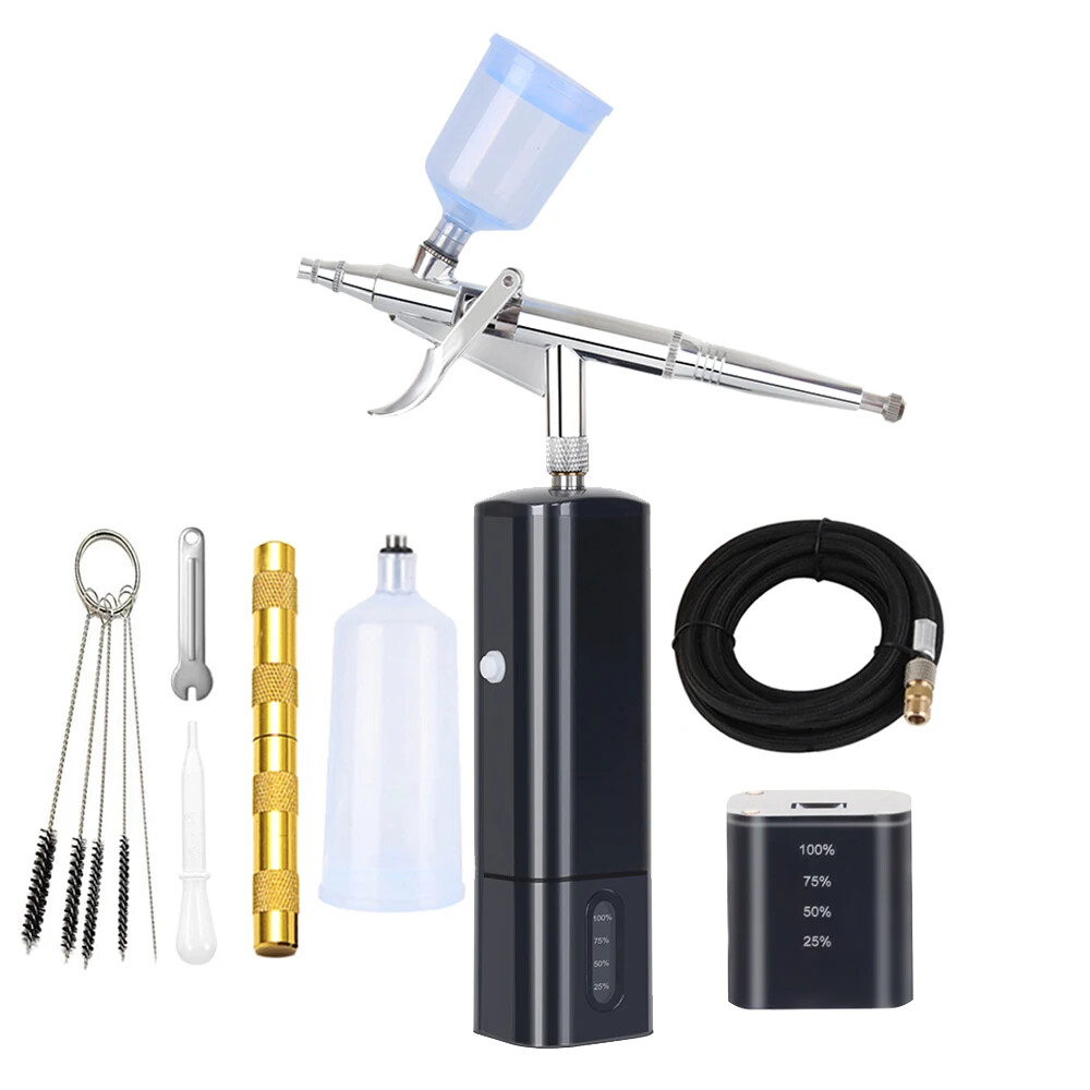 Gravity Feed Airbrush Kit with Dual Action Compressor Cup Replaceable Pen Art