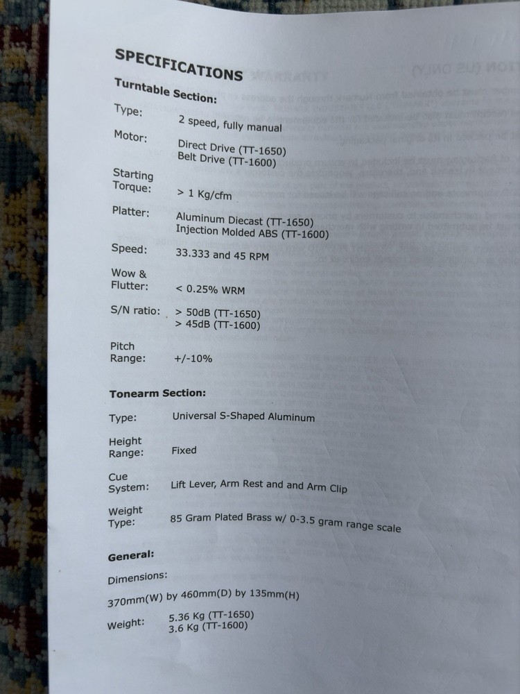Numark TT1650 professional turntable.