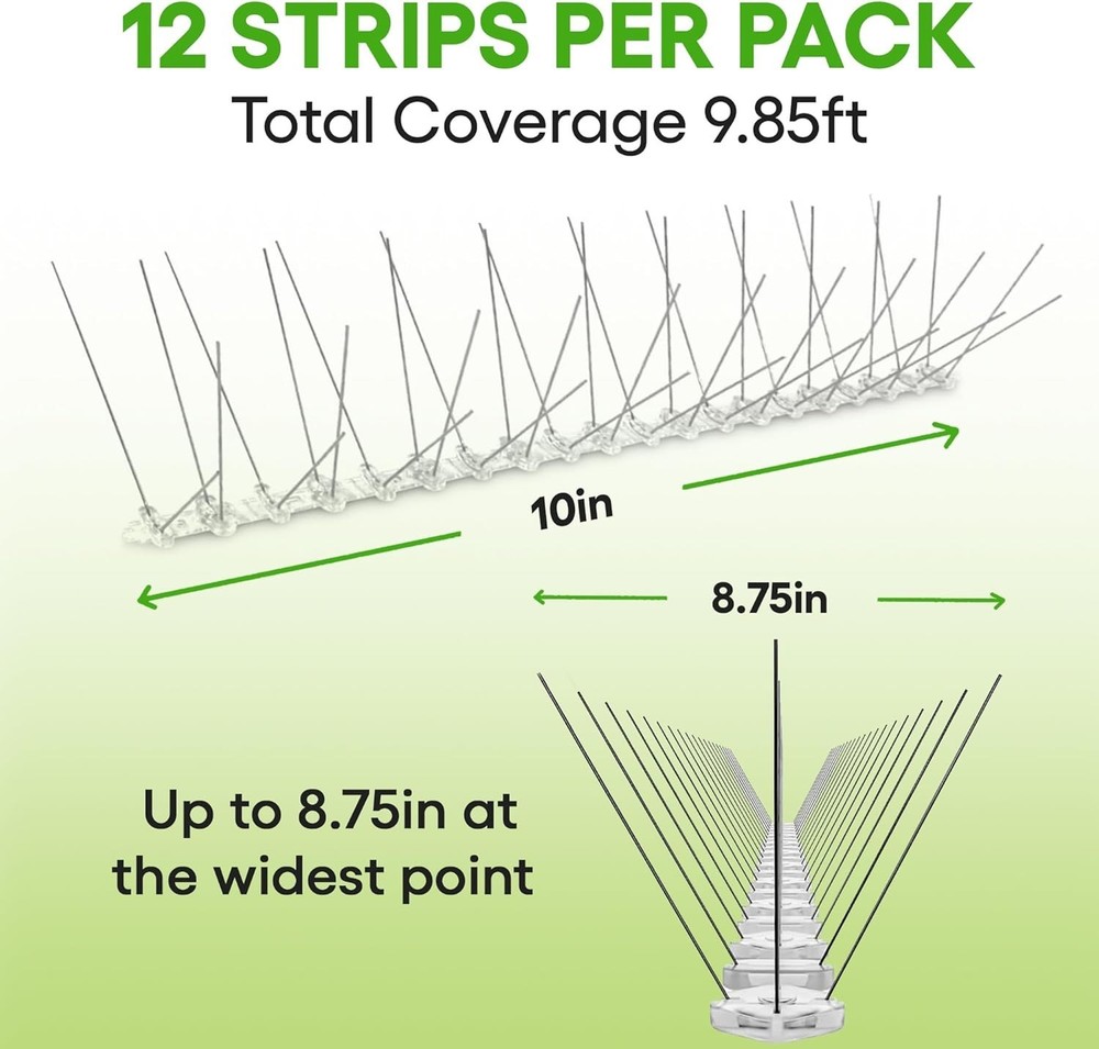 Stainless Steel Bird Spikes - 10ft Coverage