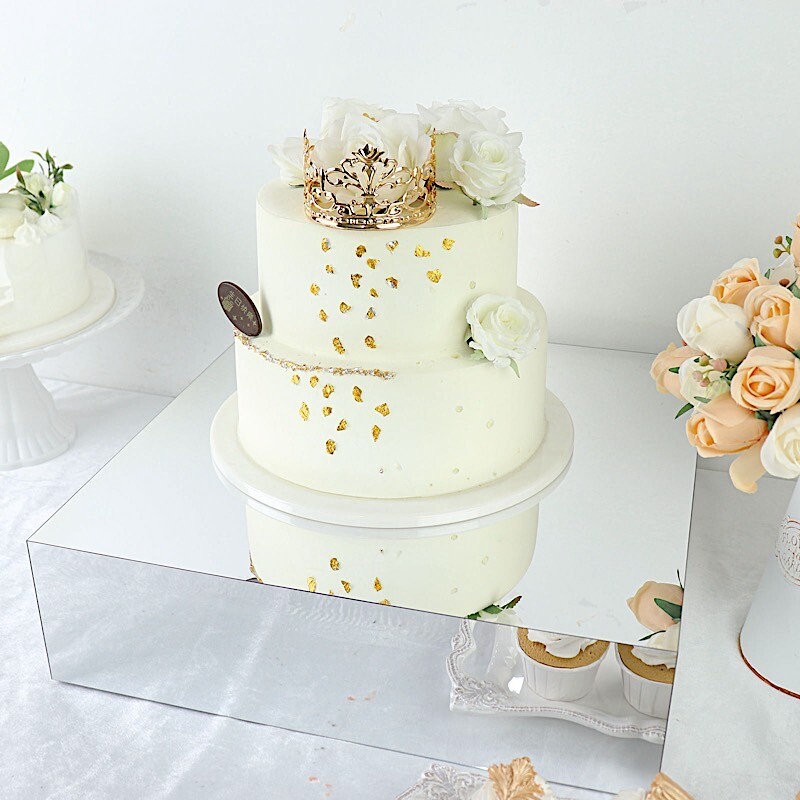 18" x 18" SILVER Acrylic Display Box CAKE STAND Pedestal Riser Party