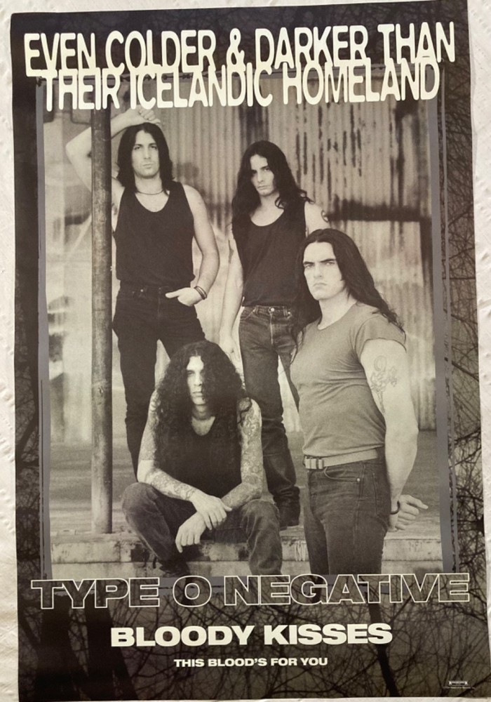 Type O Negative 1994 Promo Poster Bloody Kisses Roadrunner  Gothic Doom Metal L
