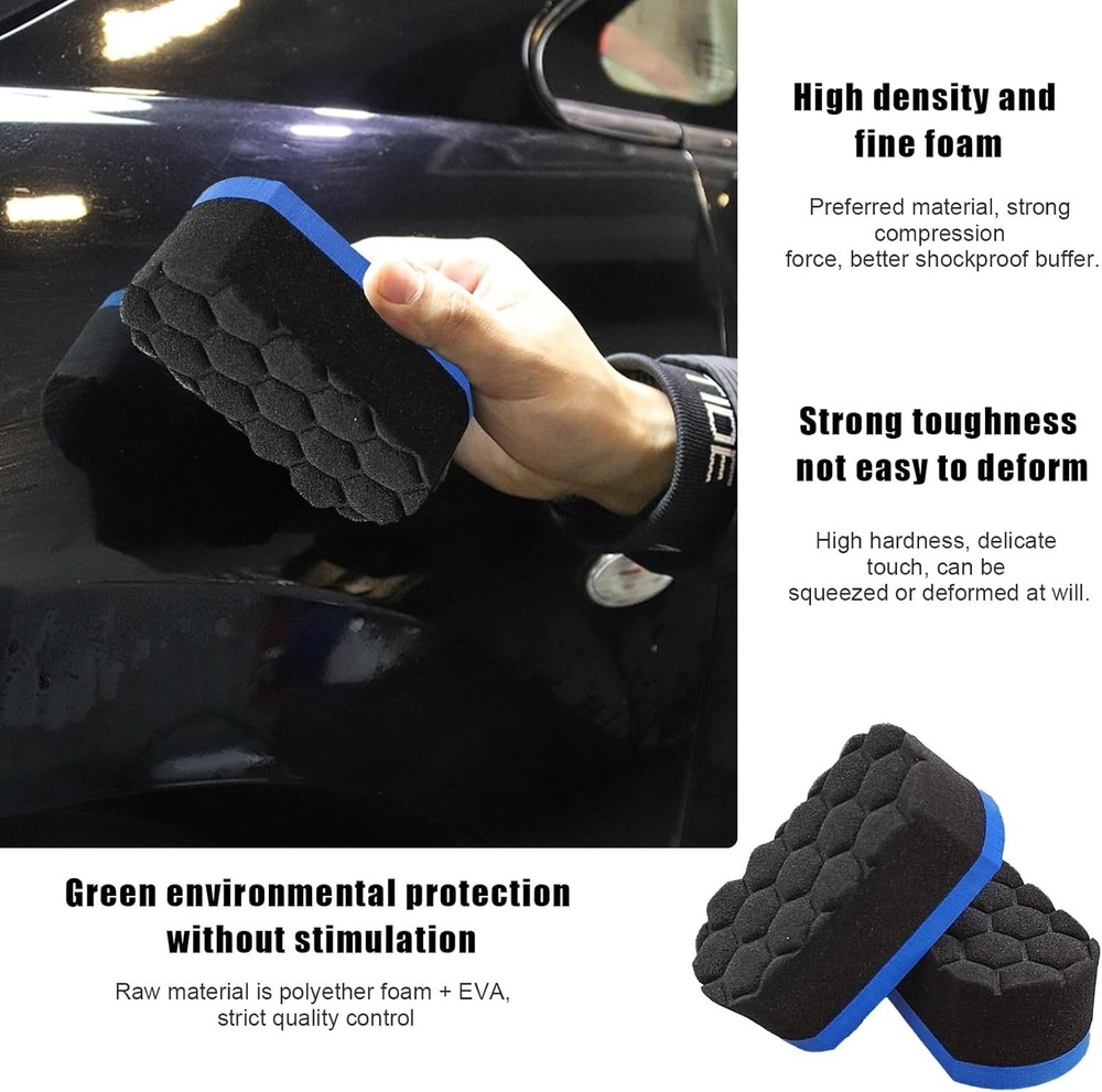 2 PCS , Easy Grip Hex Logic Tire Shine Dressing Applicator Sponge, Universal ...