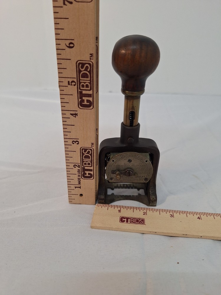 Vintage Bates Automatic Numbering Machine with Wheels Stamper