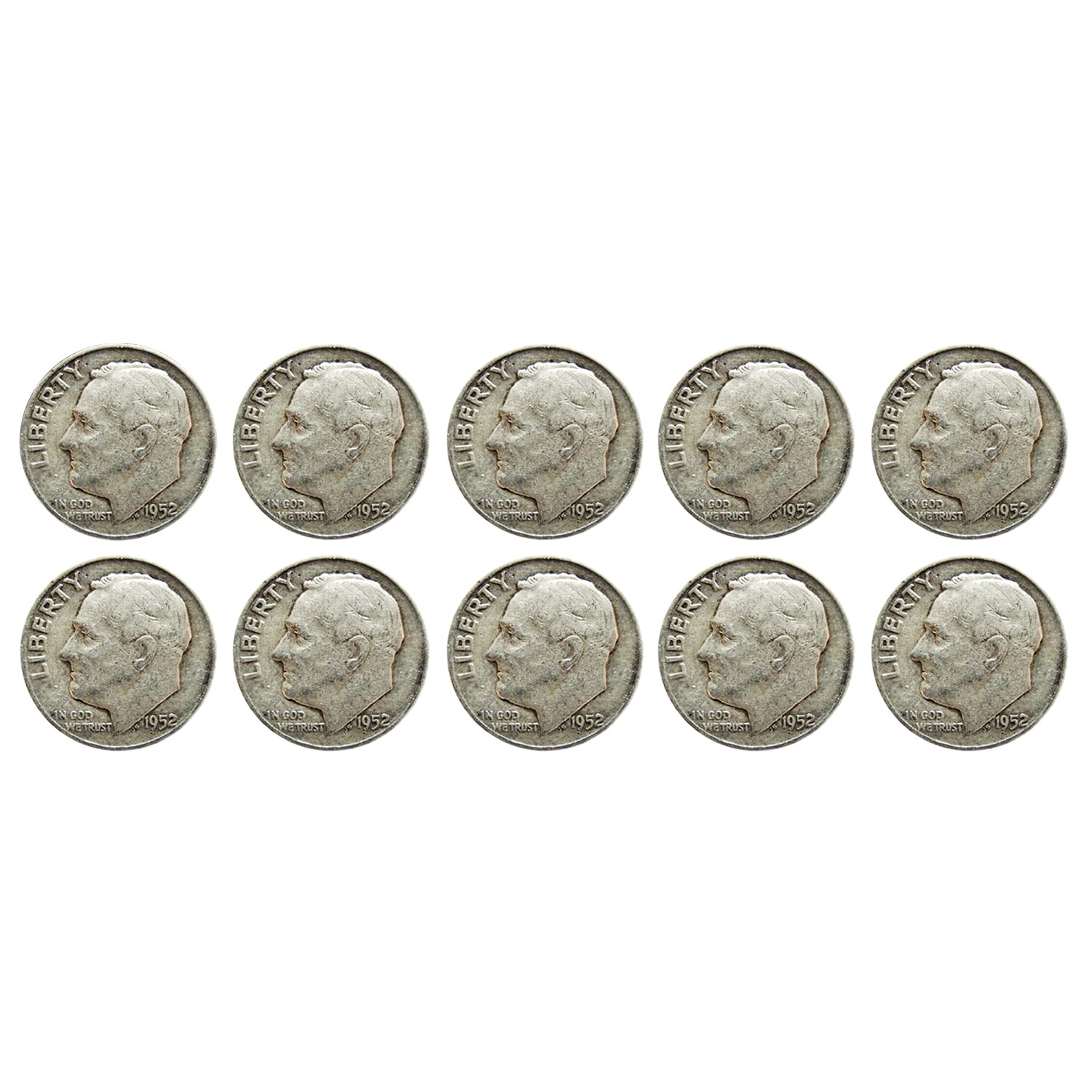 $1 Face - 90% Silver Roosevelt Dimes Average Circulated