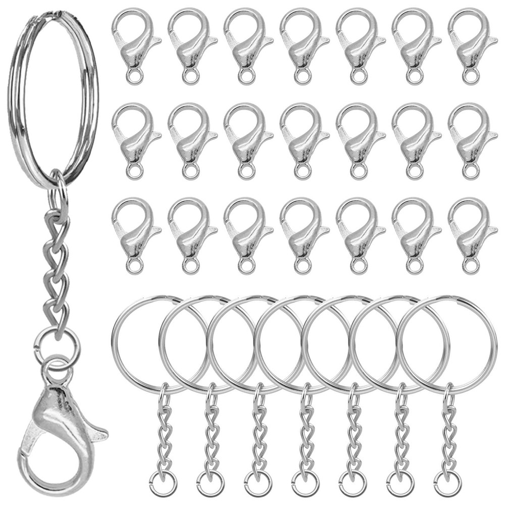 120pcs Split Key Ring with Chain,60pcs Keychain Rings Chain and Silver