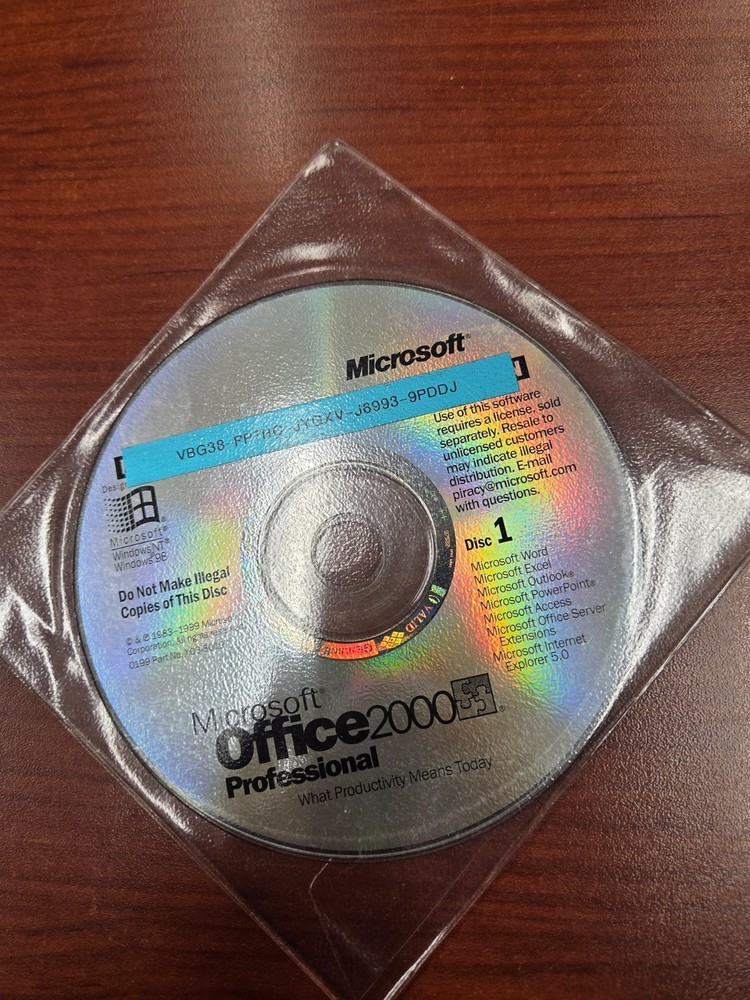 Microsoft Office Professional 2000 with Product Key 2 Discs