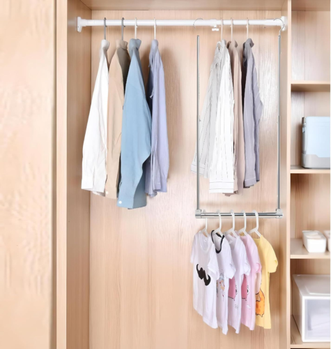 Adjustable Hanging Closet Rod, Extender 2 Pack, Chrome