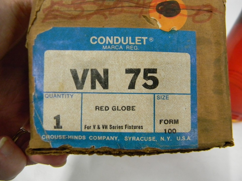 New Crouse Hinds VN-75 Explosion Proof Red Globe A1
