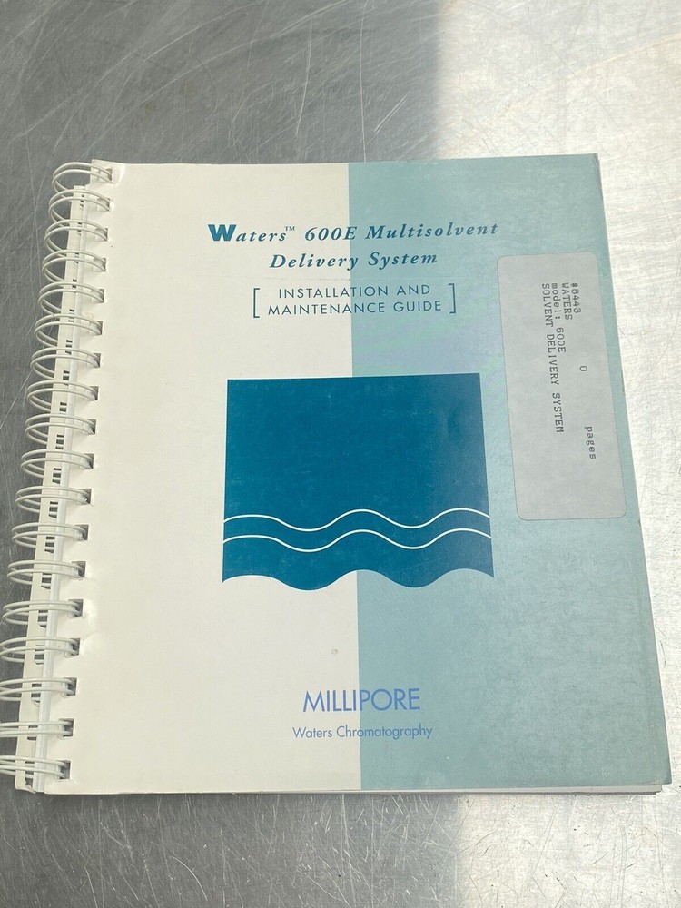 Millipore Waters 600e Multisolvent Delivery System - Users Manual /Instructions