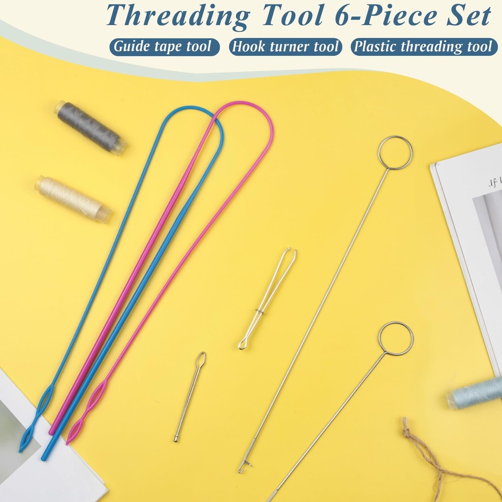 6 Pcs Flexible Drawstring Threader and Loop Turner Sewing Kit for Jackets Coats