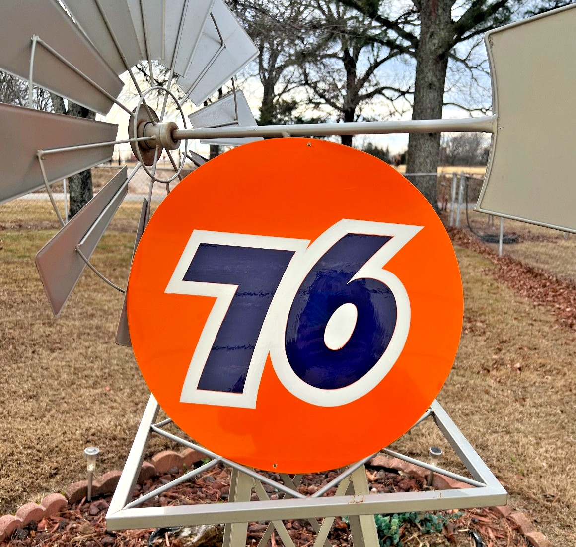 16" Round HAND PAINTED SIGN Union 76 Ball Gas Oil Station Shop Garage Art