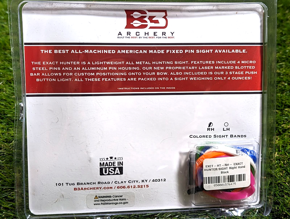 **NEW** B3 Archery Exact Hunter 4-pin .019" Adjustable RH Archery Sight