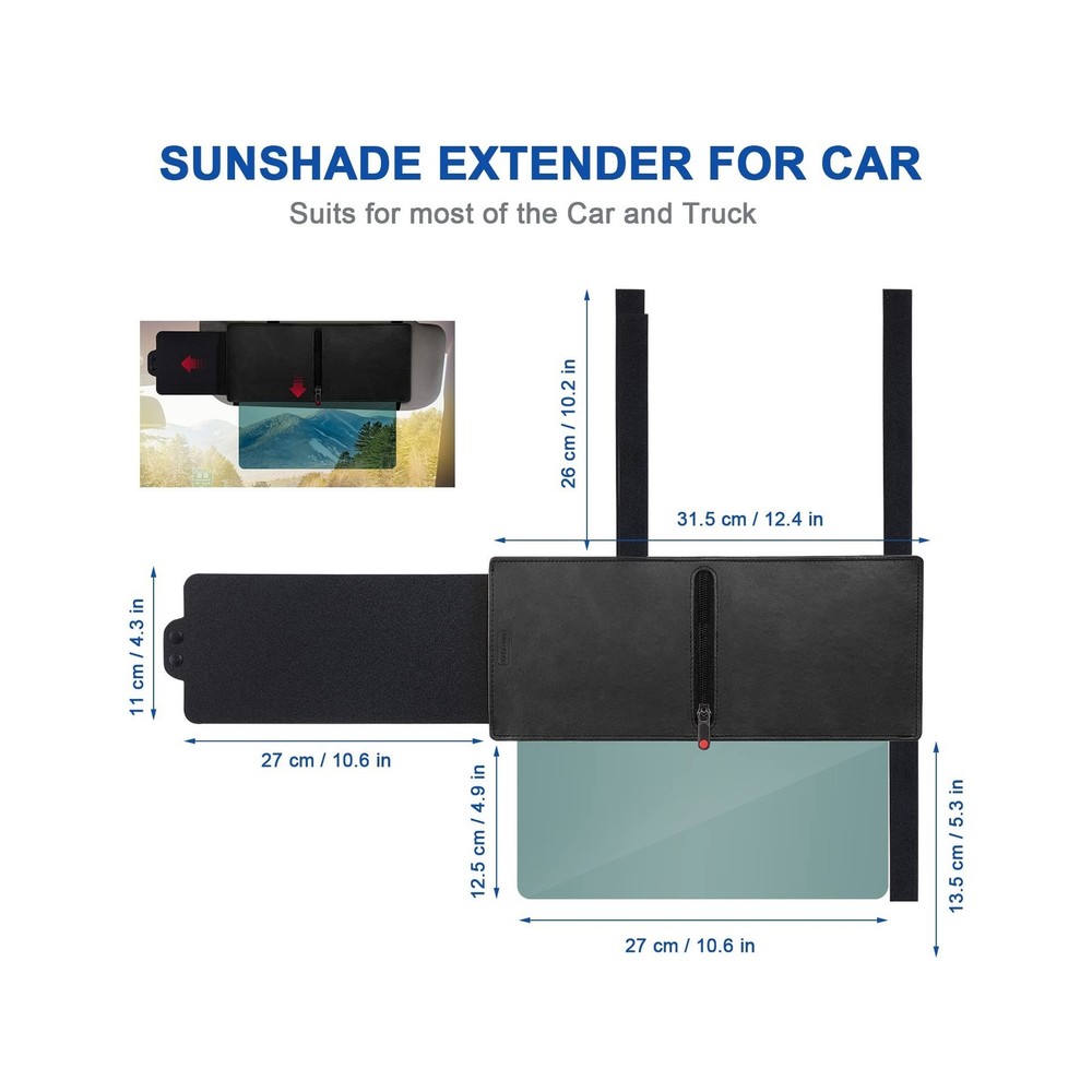 Veharvim Sun Visor Extender for Car with 2 Side Sunshade, Polarized UV400 Vis...