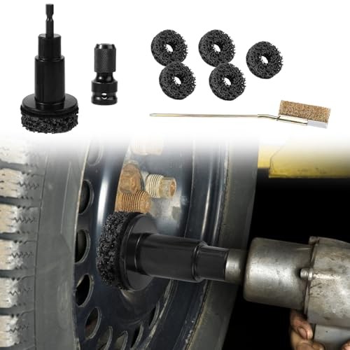 8pcs Wheel Hub Cleaning Kit, Include Grinding Black version+rust removal brush