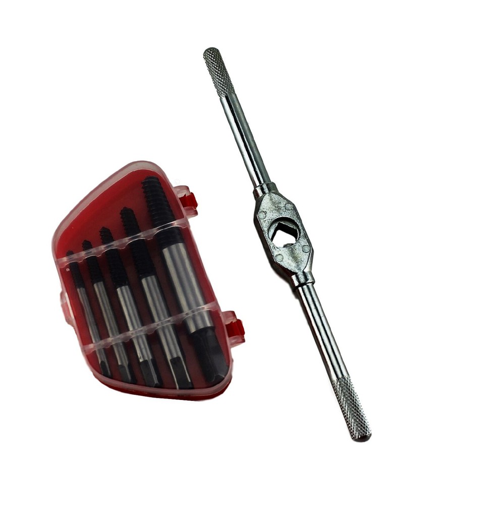 Bolt Stud Screw Extractor Kit & Wrench Drill Bit Set Easy Out Reverse Thread 7pc