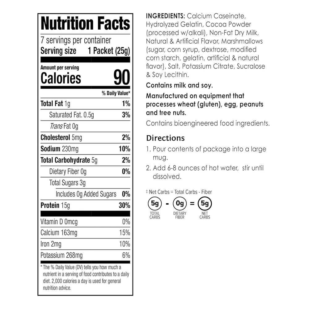 BariWise Protein Hot Chocolate with Marshmallows, Marshmallows