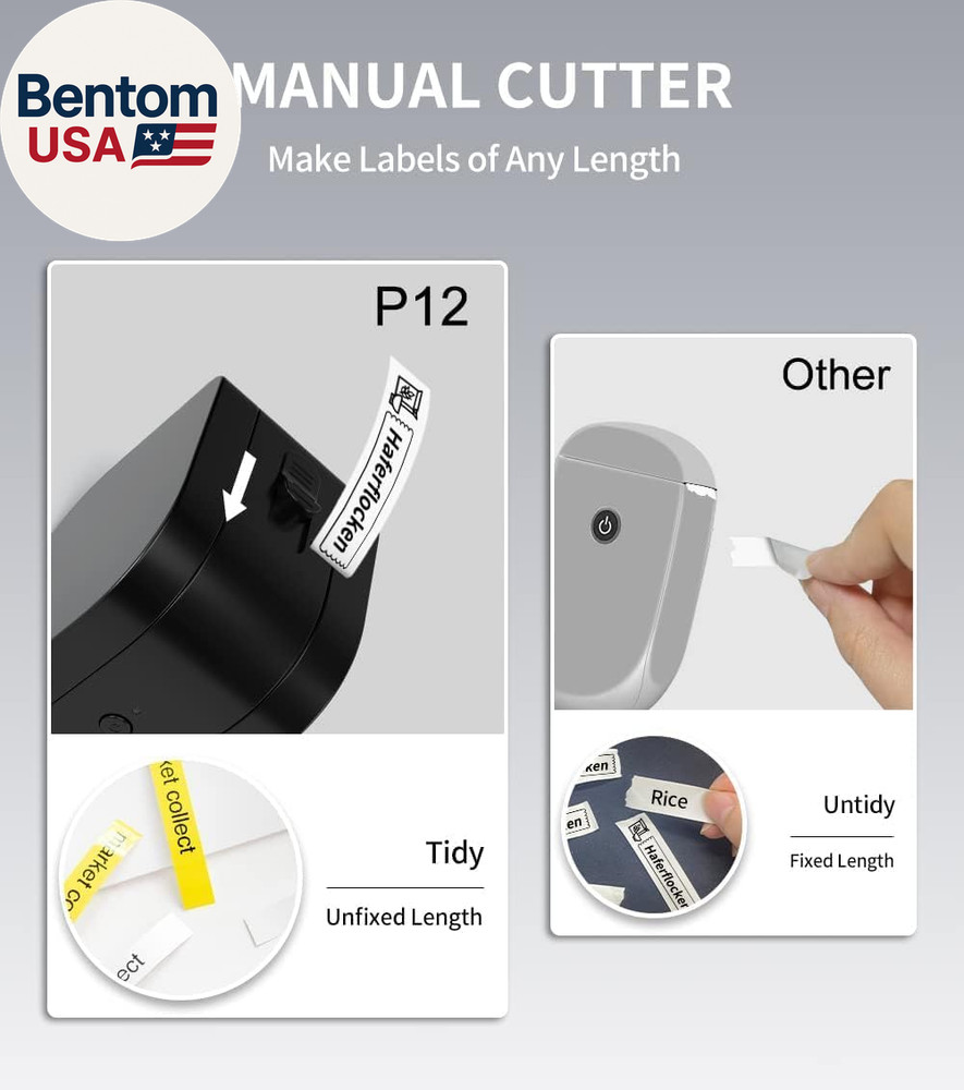 Label Maker Machine with Tape, P12 Bluetooth Small Label Maker with Multiple Tem