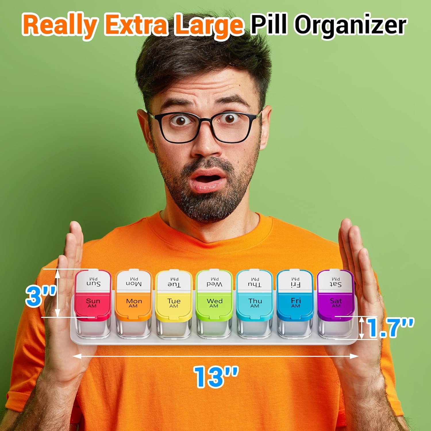 Daviky Extra Large Pill Box Organizer 7 Day, Weekly Pill Box 2 Times a Day,AM PM