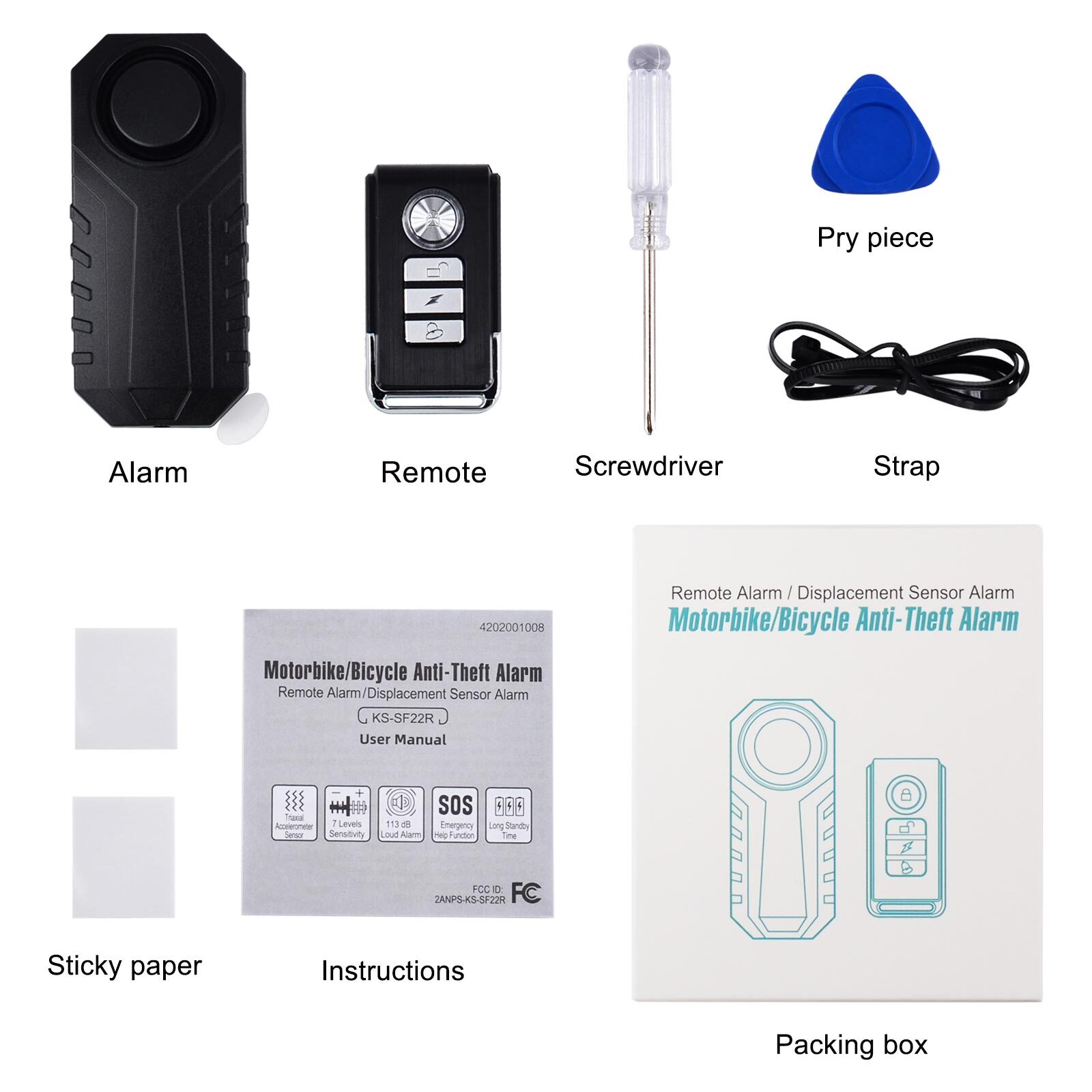 Bicycle Alarm with Remote 113dB Super Loud Bicycle Vibration Motion Sensor Siren