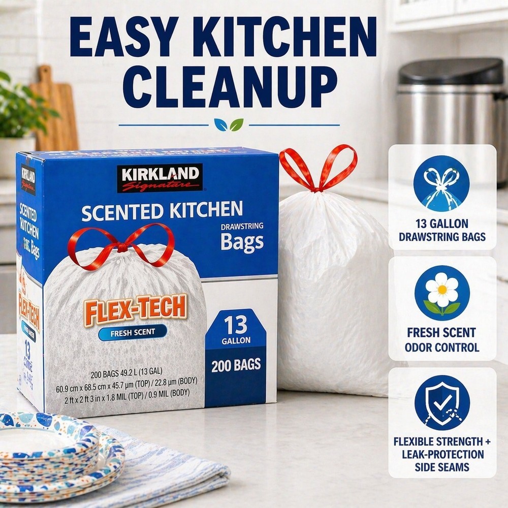 Mega Kirkland Kitchen Essentials Bundle - 240 Paper Plates + 200 Scented Kitchen