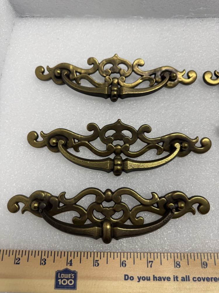 Vintage Victorian Solid Brass Gothic Design Drawer Pulls Handles 8” (22)