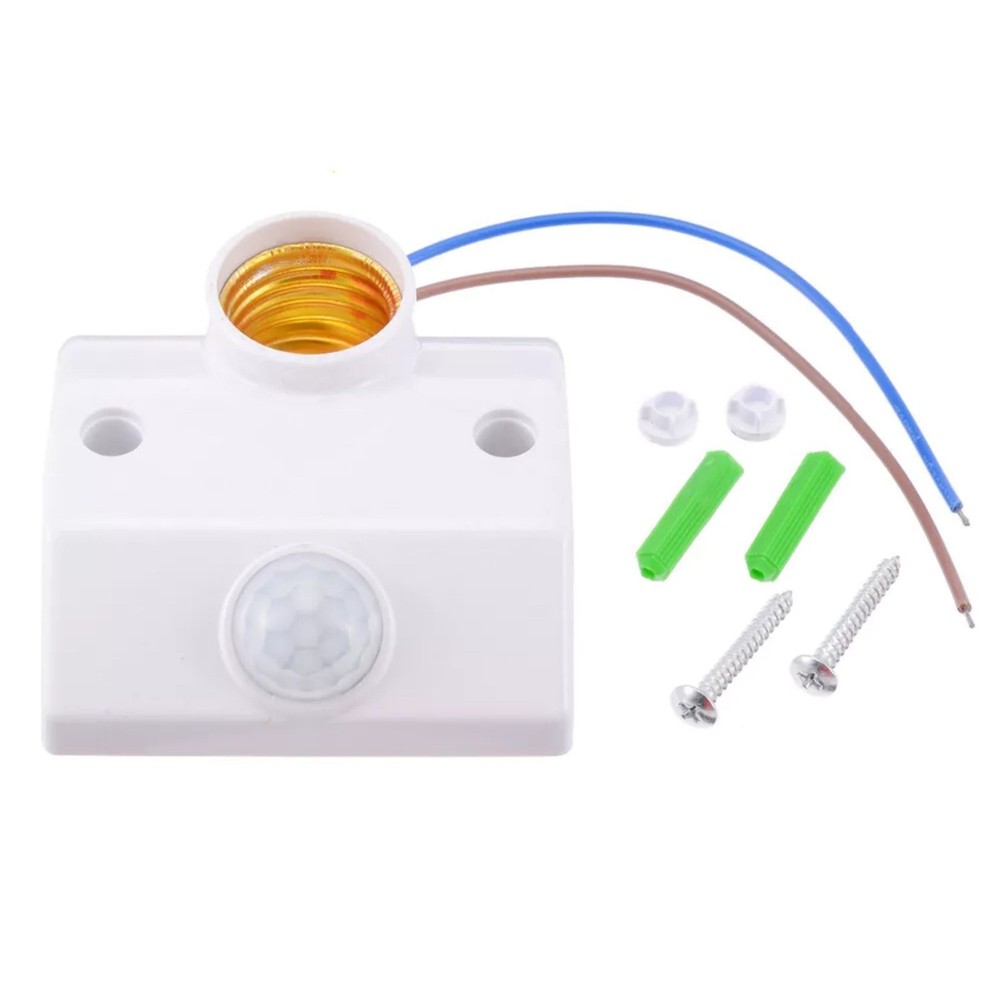 White Auto Human Motion Sensor Detector Bulb Light Lamp Base Holder