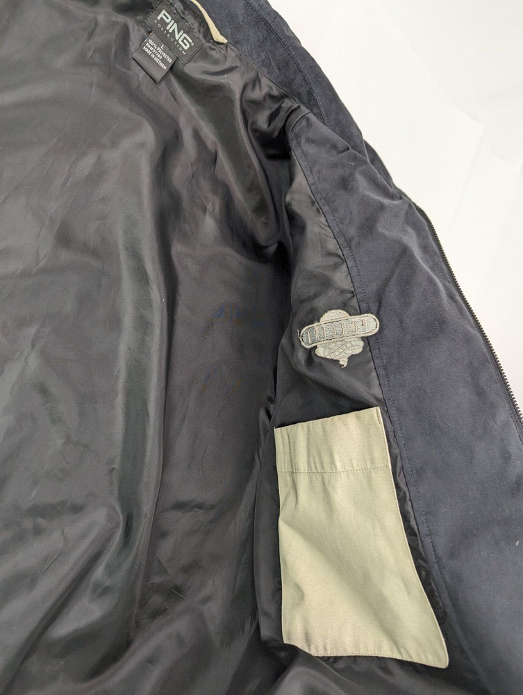 PING Collection Golf Jacket Men L Black Lightweight Bomber Full Zip Patch