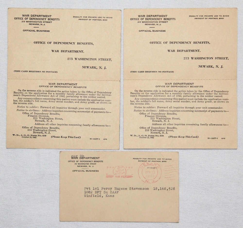 ORIGINAL SMALL WWII AAF PAPER GROUPING