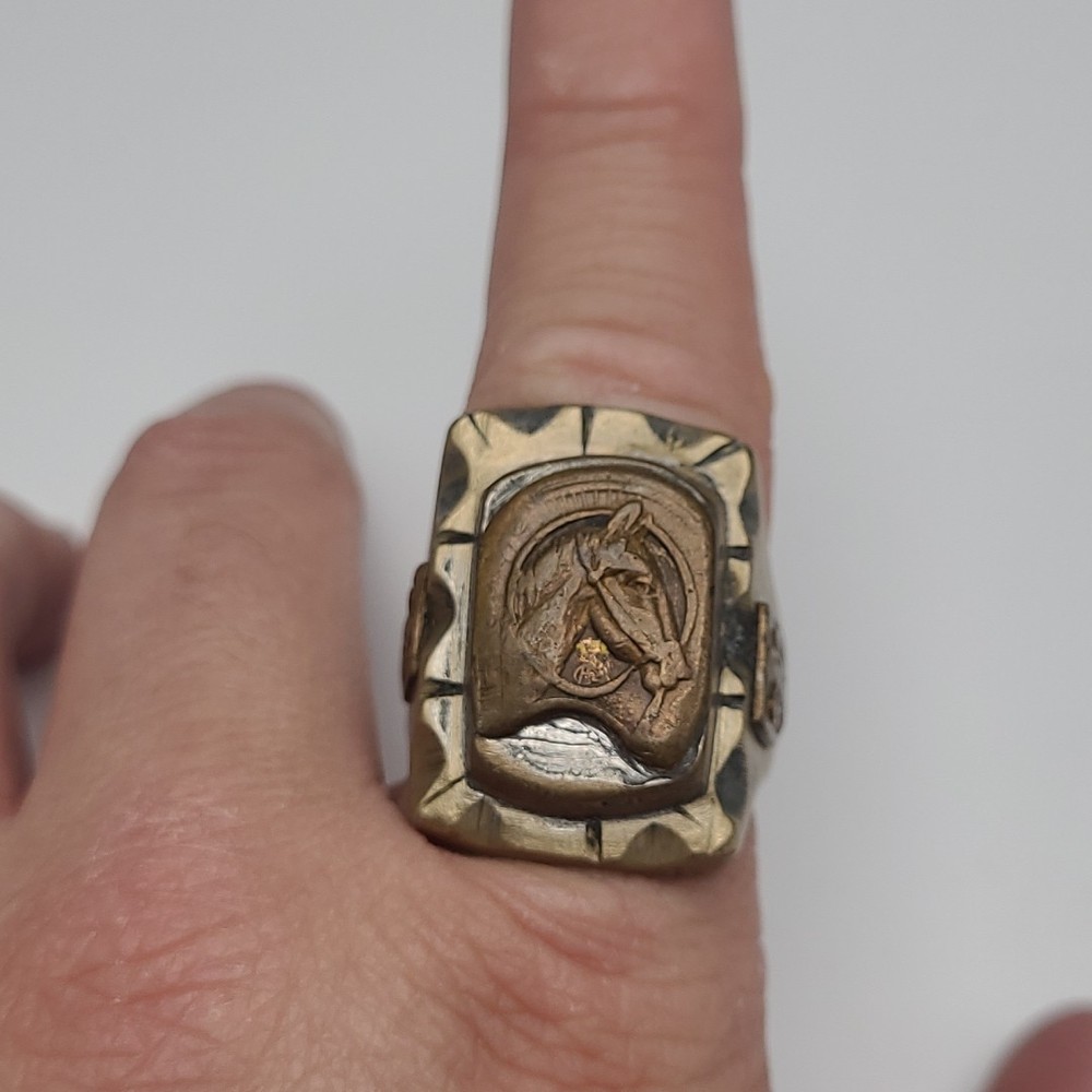 1940s WWII Era Horse Maiden Bikers Ring Sz11 Men’s Mexico Brass/copper US Army