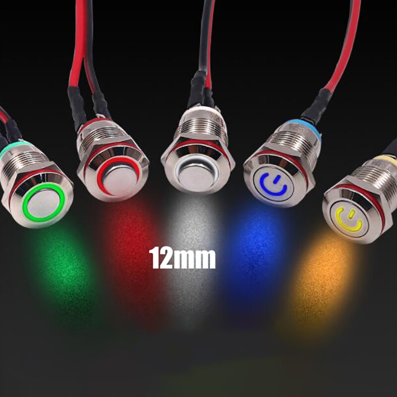 12mm Latching or Momentary Round Push ON/OFF POWER Button Switch Mulitcolour