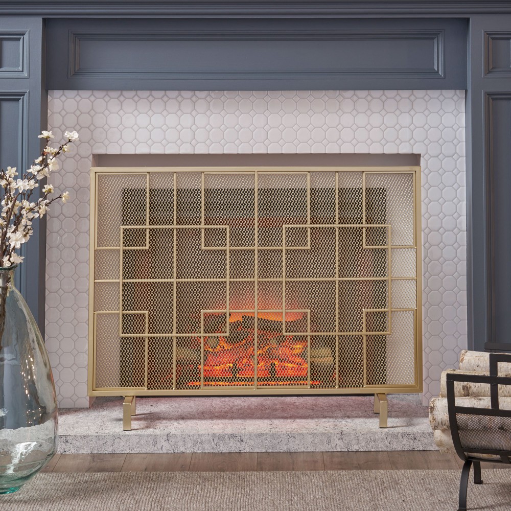 Fireproof Screen Gold Iron Single-Panel Diamond Mesh