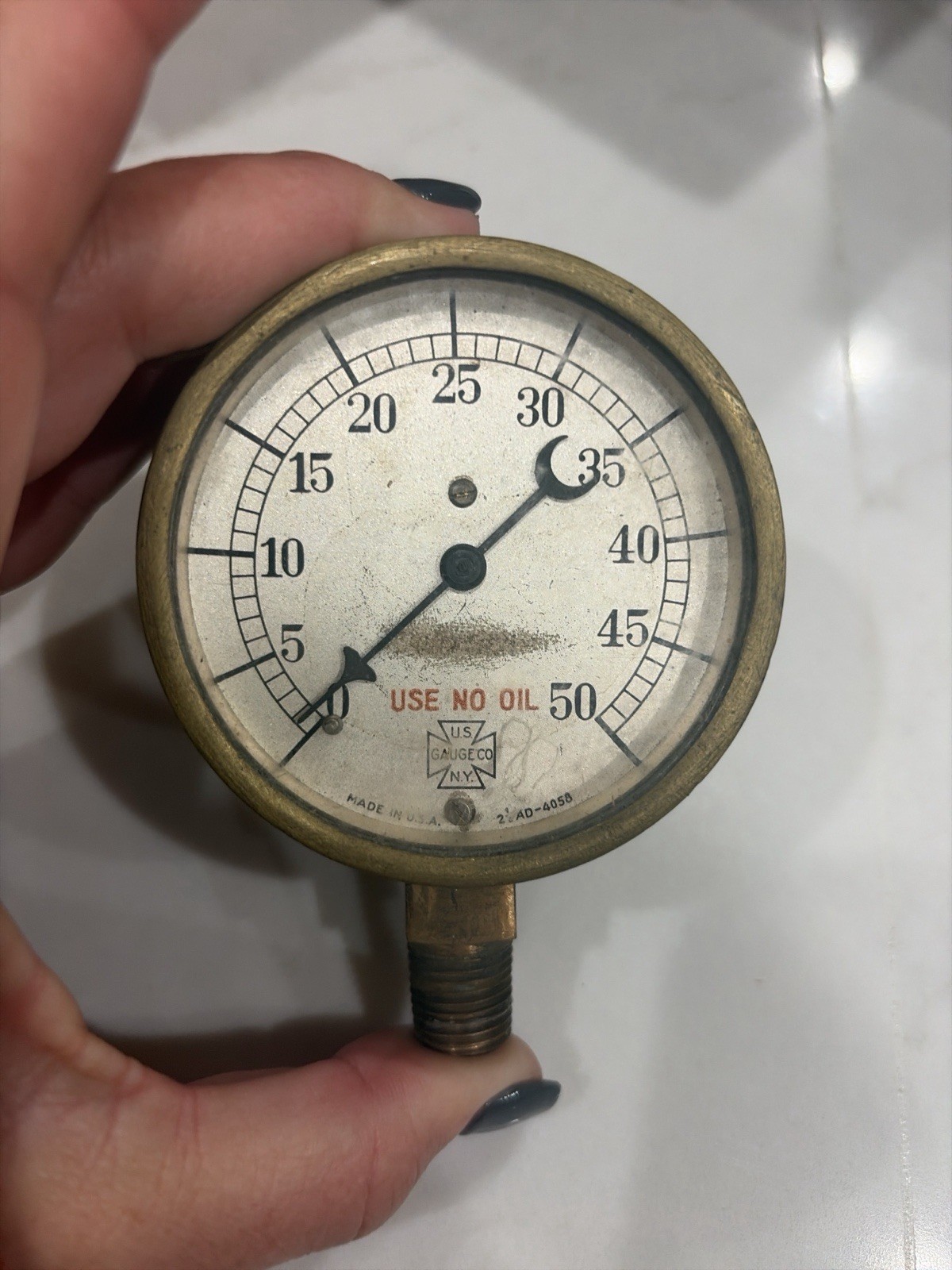 Vintage U.S. Gauge Co NY 0–50 PSI Pressure Gauge 2½” Brass Steampunk Industrial