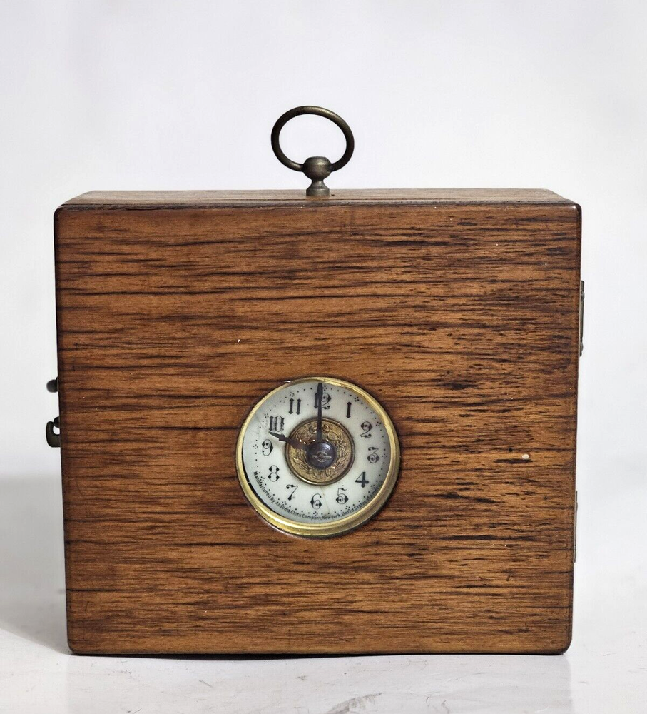 RARE ANTIQUE DYNAMITE EXPLOSIVE DETONATOR TIMER CLOCK WOODEN SWITCH BOX 1900'S