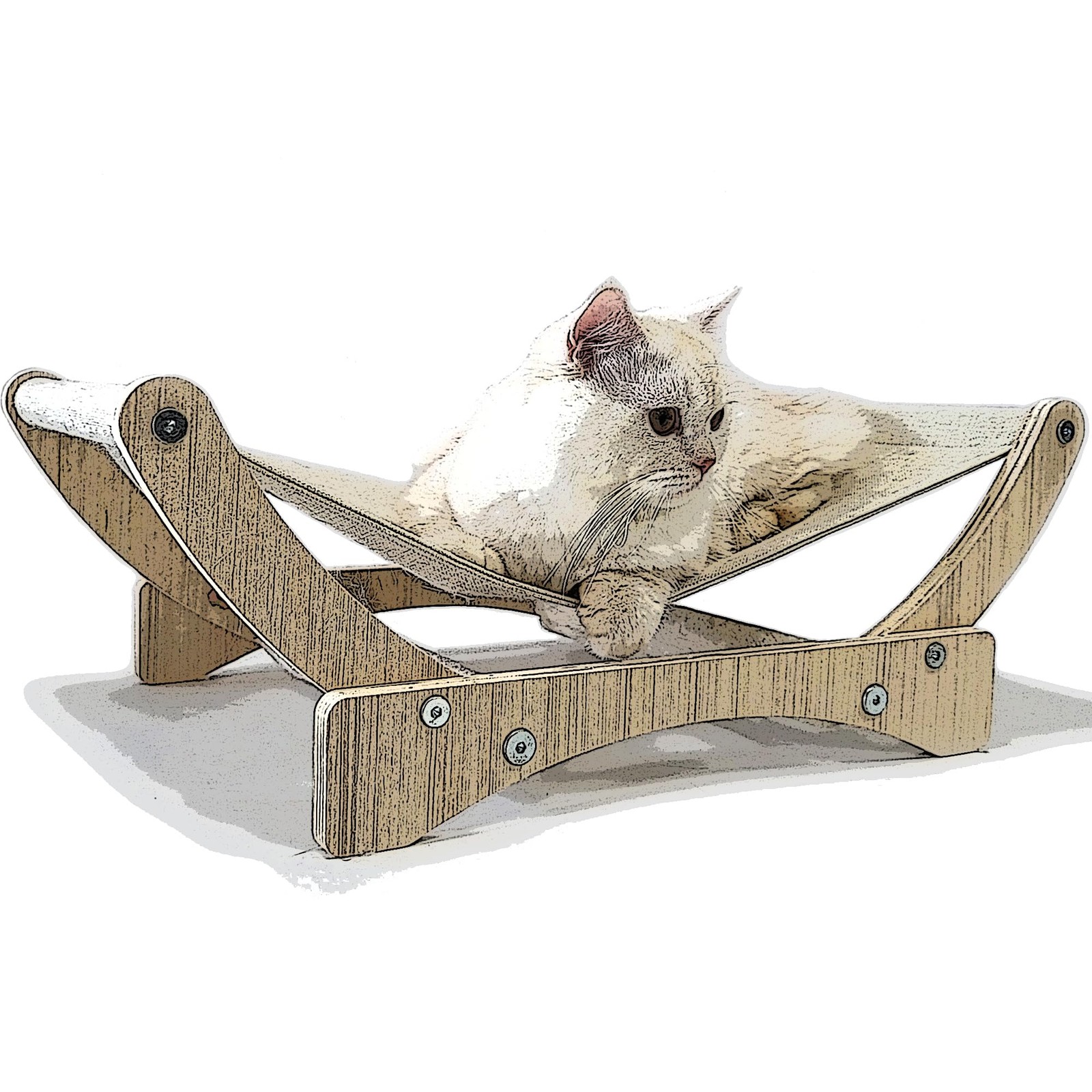 HeyKitten 24in Cat Hammock Elevated Couch Bed with Sturdy Stand Raised Loungi...