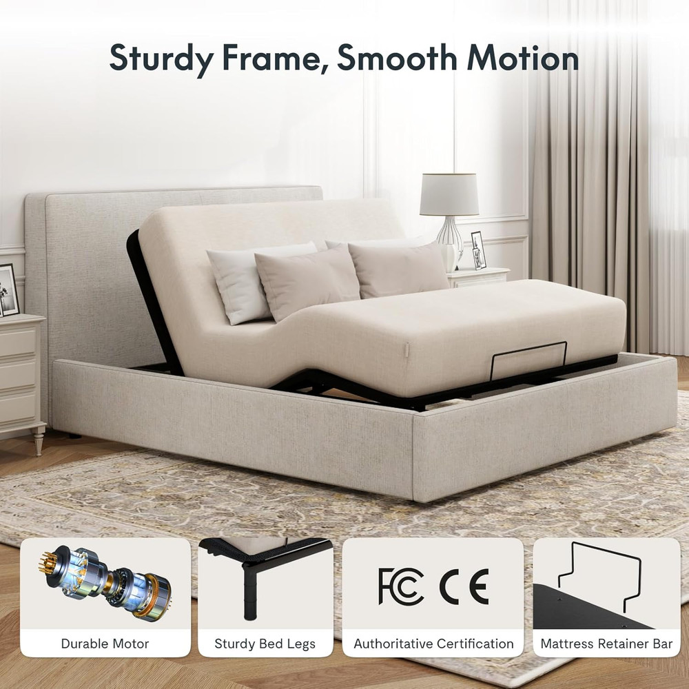 FLEXISPOT Adjustable Bed Frame Base Queen Size,Segmented Design,Easy Assemble,Ox